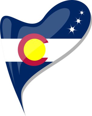 colorado flag button heart shape. vector clipart