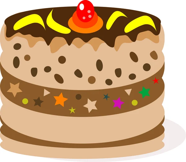 庆祝巧克力蛋糕奶油和香蕉 — 图库矢量图片