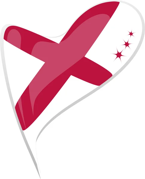 Σημαία της Αλαμπάμα κουμπί σχήμα καρδιάς. διάνυσμα — Διανυσματικό Αρχείο