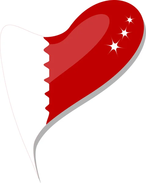 Bahrajn vlajka tlačítko tvaru srdce. vektor — Stockový vektor