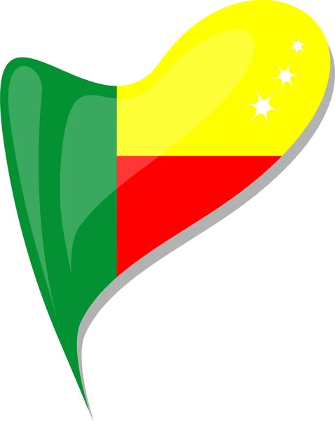 Benin kalbinde. benin bayrağı simgesi. vektör — Stok Vektör