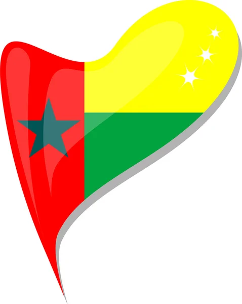 Guinea bissau dans le cœur. Icône du drapeau national de Guinée-Bissau — Image vectorielle
