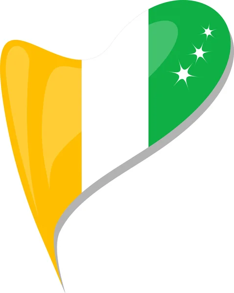 Ivory coast in hart. icoon van Ivoorkust nationale vlag. vector — Stockvector