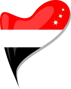 yemen flag button heart shape. vector clipart