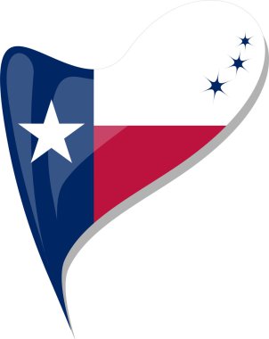 Texas flag button heart shape. vector clipart