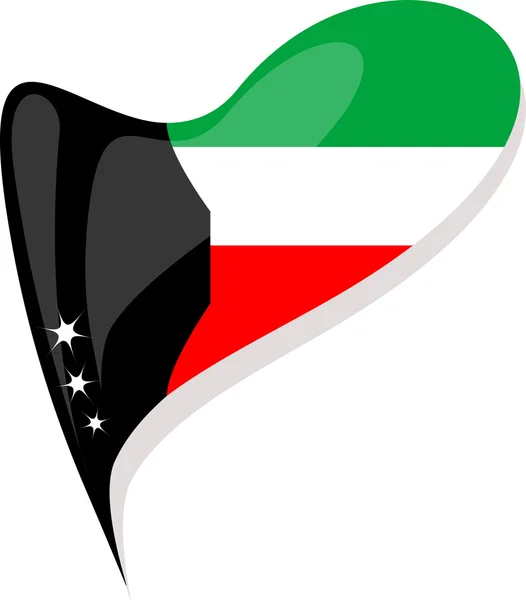 科威特国旗按钮心的形状。矢量 — 图库矢量图片