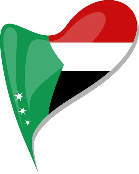 Sudan nel cuore. Icona della bandiera nazionale sudana. vettore — Vettoriale Stock