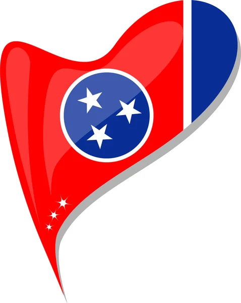Tennessee vlajka tlačítko tvaru srdce. vektor — Stockový vektor