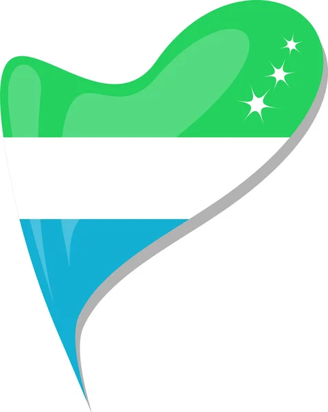 Sierra Leona en el corazón. Icono de Sierra Leona bandera nacional. vector — Archivo Imágenes Vectoriales