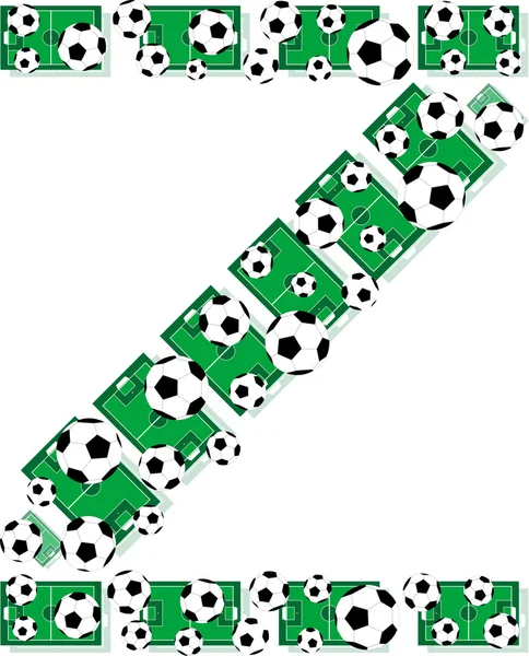 Z, alfabet voetbal gemaakt van voetballen en velden — Stockvector