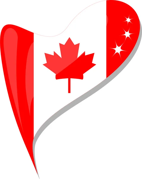 Canada flag button heart shape. vector — Stock Vector