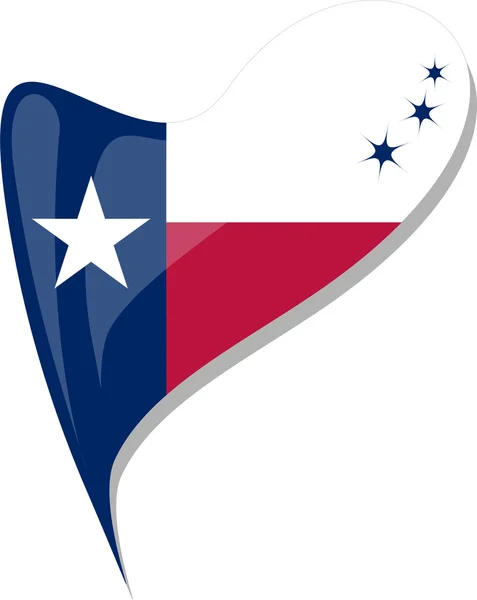 Bouton drapeau Texas forme de coeur. vecteur — Image vectorielle