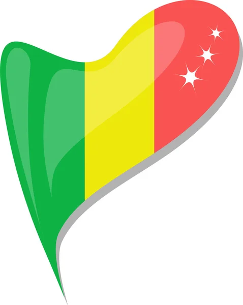 Mali no coração. Ícone da bandeira nacional mali. vetor —  Vetores de Stock