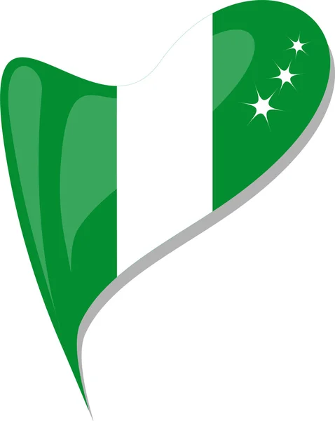 Nigéria de coração. Ícone da bandeira nacional da Nigéria. vetor — Vetor de Stock