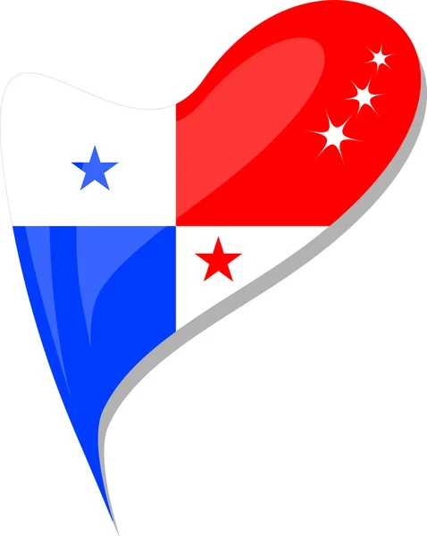 Panama vlag knop hart vorm. vector — Stockvector