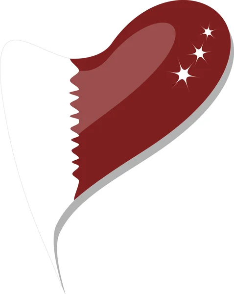 Qatar bandera botón forma de corazón. vector — Vector de stock