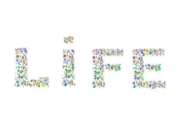 Palabra de vida hecha de números coloridos — Archivo Imágenes Vectoriales