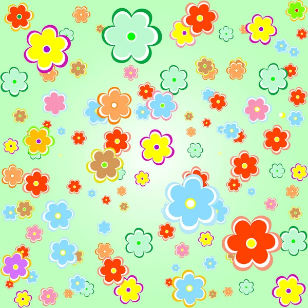 Modèle de camomilles de fleurs sur fond vert — Image vectorielle