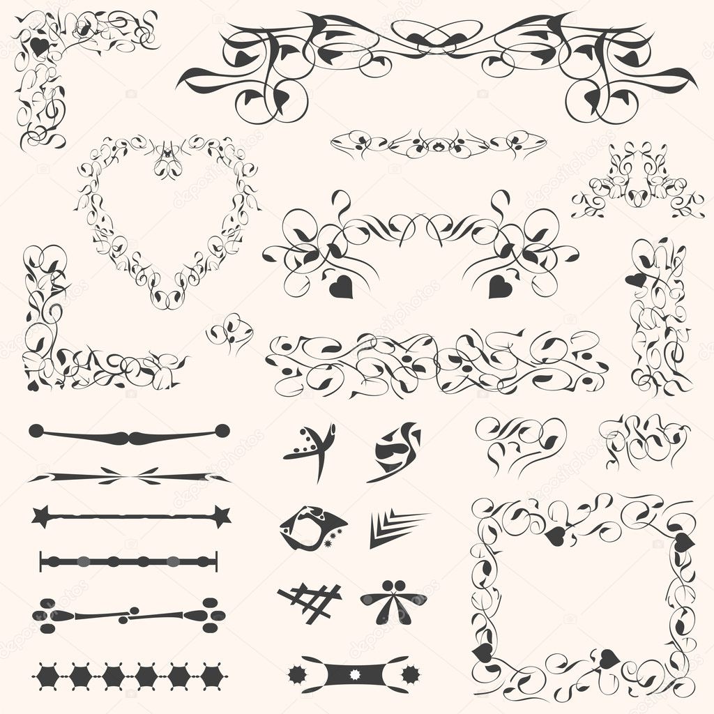 Calligraphic design elements page decoration