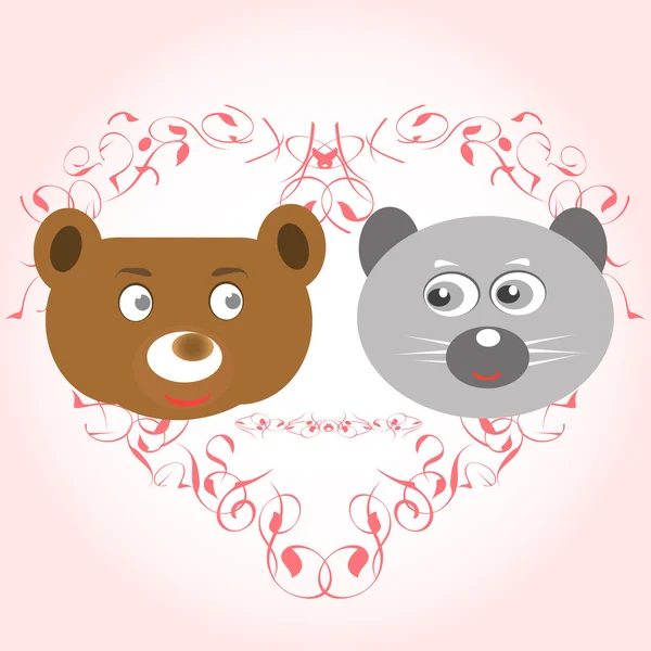 Bär und Lemur verliebt — Stockvektor