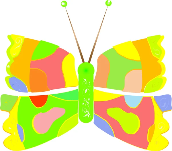 Разноцветная бабочка, изолированная на белом — стоковый вектор