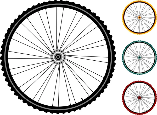 Set fiets wielen geïsoleerd op wit — Stockvector