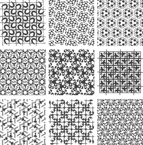 Set med svarta och vita geometriska mönster. bakgrund — Stock vektor