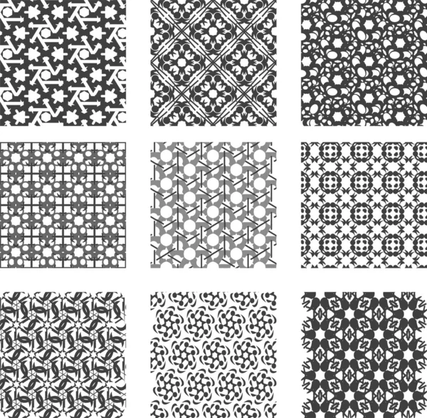 Conjunto de padrões geométricos preto e branco — Vetor de Stock