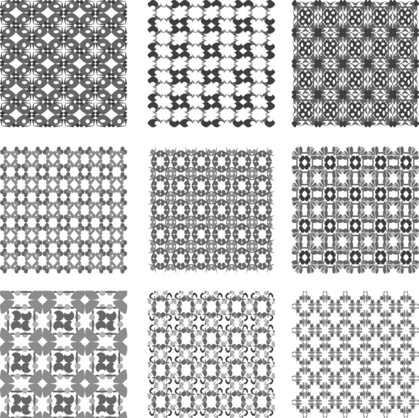 Set black and white geometric patterns background — Stock Vector