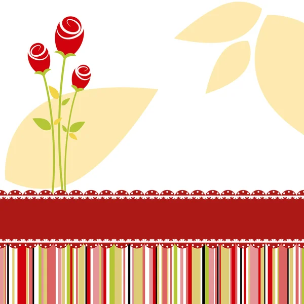 Kırmızı gül çiçek: davetiyeli — Stok Vektör