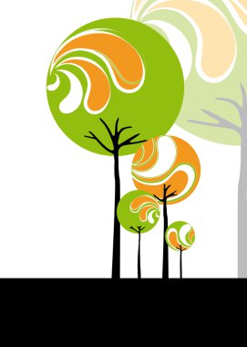 Abstract stylish tree on black and white background clipart