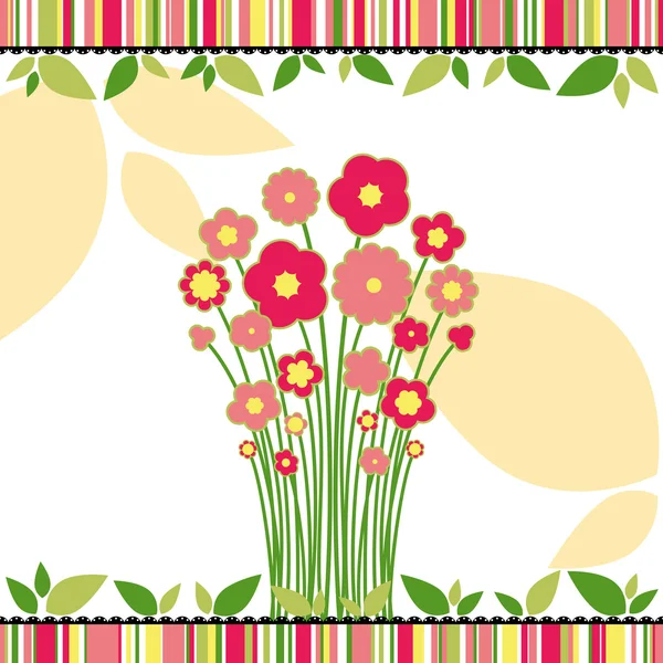 色とりどりの花と春の愛グリーティング カード — ストックベクタ