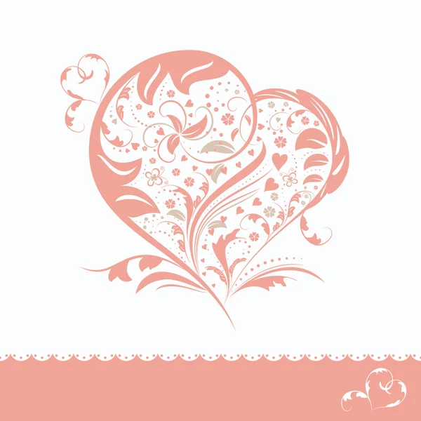 抽象的な花心臓形状の招待カード — ストックベクタ