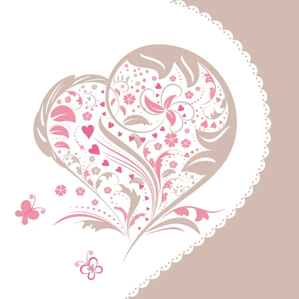 Abstrato flor coração forma convite cartão — Vetor de Stock