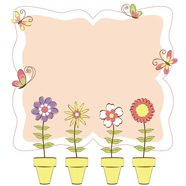Tavaszi virág színes pillangó üdvözlőlap — Stock Vector