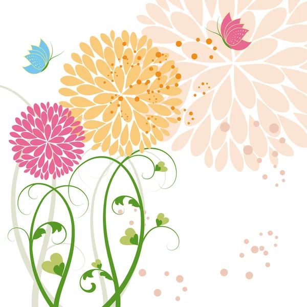 Astratto primavera colorato fiore e farfalla — Vettoriale Stock