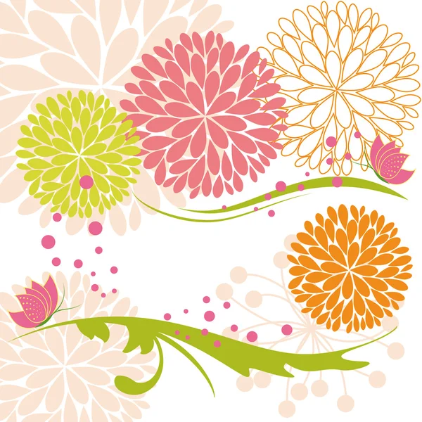 抽象的春天色彩鲜艳的花卉和蝴蝶 — 图库矢量图片