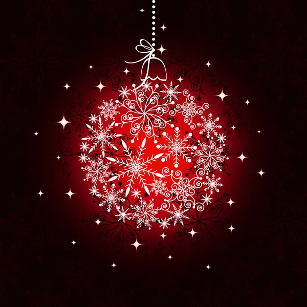 Red Christmas ornament ball on seamless pattern background — Stock Vector