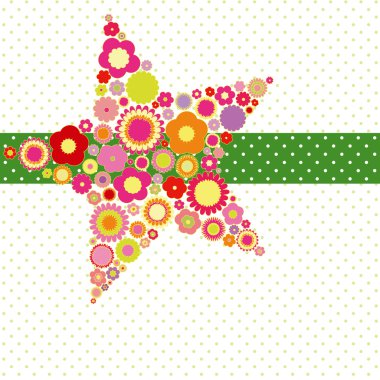 Spring summer colorful flower star shape greeting card clipart