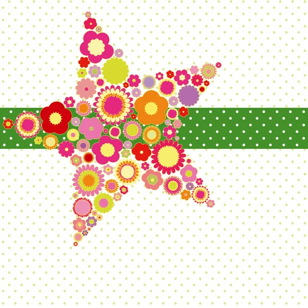 Printemps été coloré fleur étoile forme carte de voeux — Image vectorielle