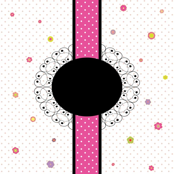 화려한 꽃과 폴카 도트 카드 디자인 — 스톡 벡터