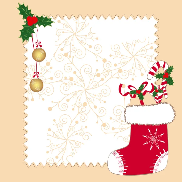 Biglietto di auguri per ornamenti natalizi — Vettoriale Stock