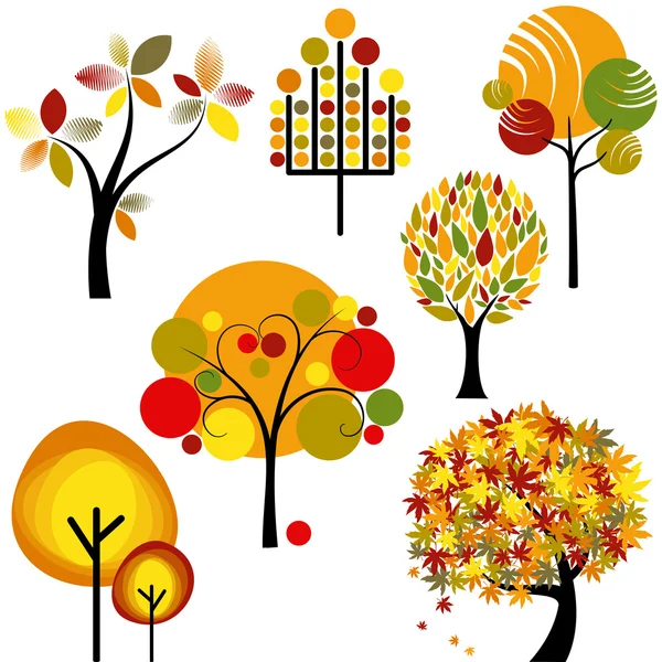 Reihe abstrakter Herbstbäume — Stockvektor