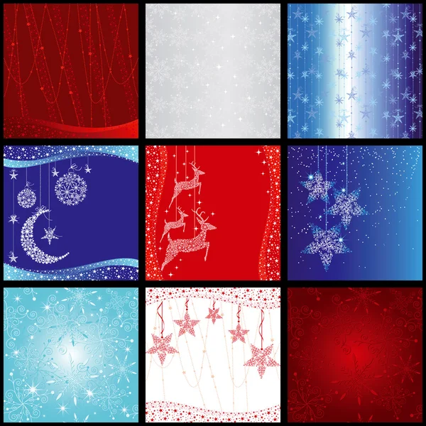 Set von Eleganz Weihnachten Schneeflocke Hintergrund Muster — Stockvektor