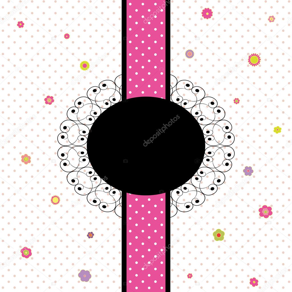 Card design with colorful flower and polka dot