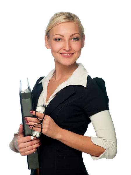 Woman manager with a folder — Stock Photo, Image