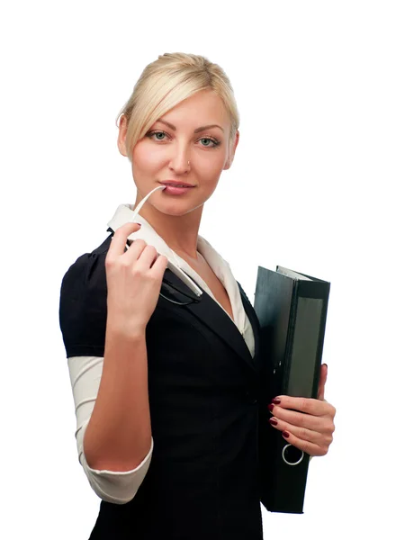 Manager with glasses and a folder — Stock Photo, Image