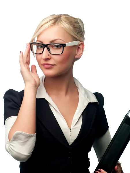 Mulher gerente nos óculos — Fotografia de Stock