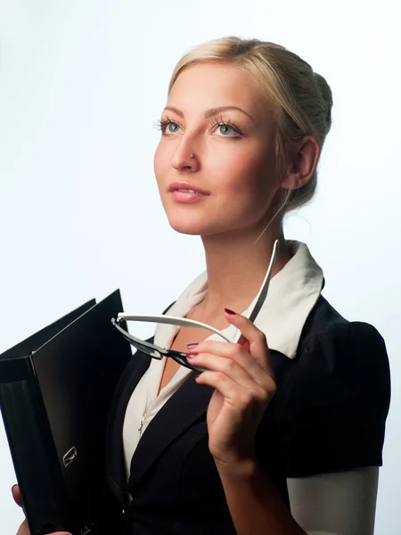 Manager with glasses and a folder — Stock Photo, Image
