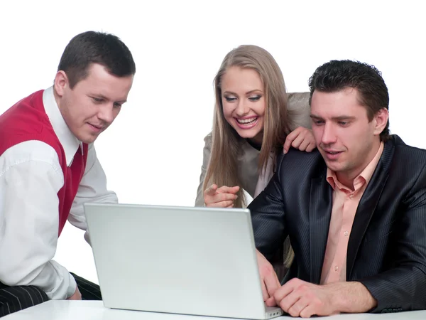 Two men and woman working — Stock Photo, Image